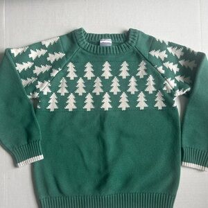 Hanna Andersson Forest Green Sweater with White Tree Design